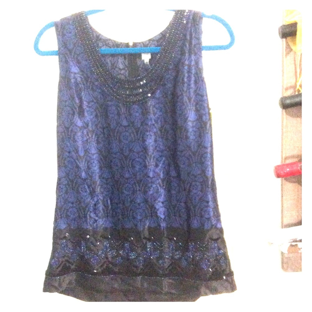 Future paradise ❤️ beaded elegant top sapphire NWT